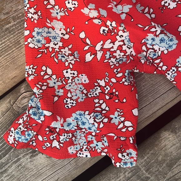 Bright Red Floral-print Summer Dress - Picture 5 of 6